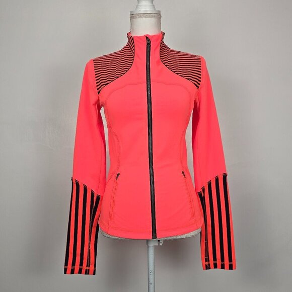 Lululemon Forme Full Zip Jacket  Light Flare Classic Stripe Size 6 - Picture 1 of 14